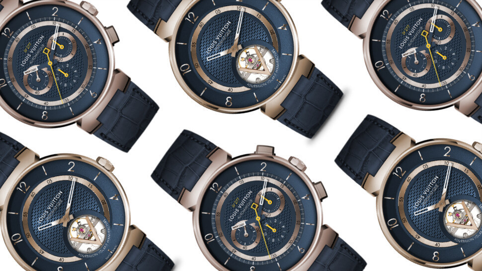 Tambour Moon GMT black, steel and pink gold watch