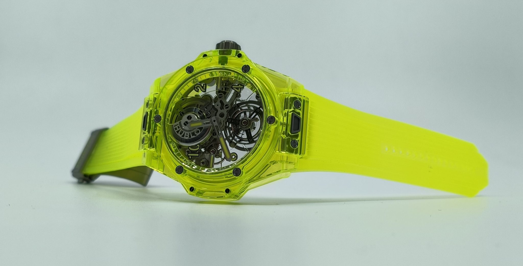 Satellites and lasers inspire Hublots new SAXEM neon yellow timepiece 