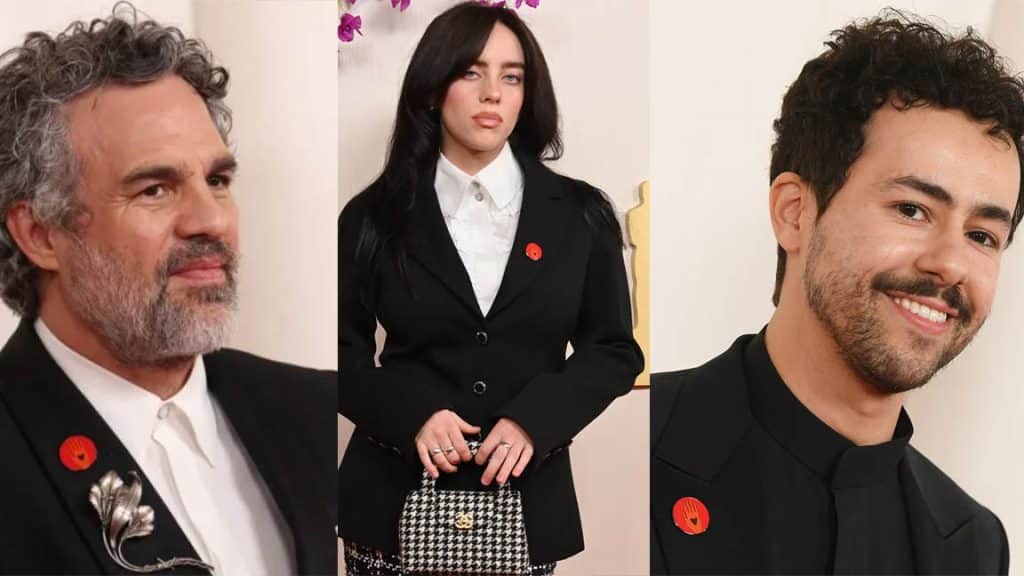 Oscar celebrities wear red pins for Gaza | Esquire Middle East – The ...