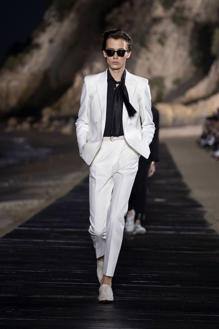 saint laurent white suit