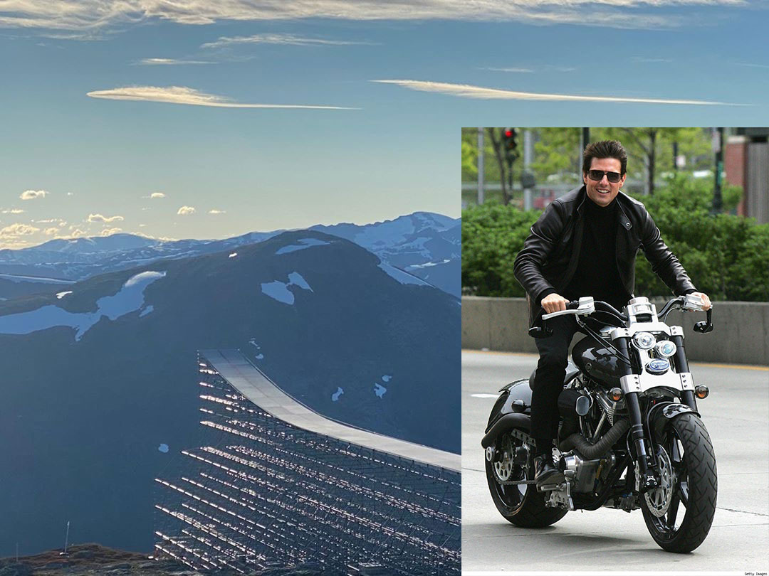 Watch Tom Cruise motorbike off a cliff in ridiculous MI7 stunt