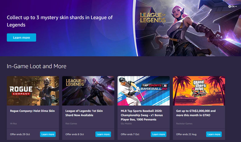 Prime Gaming Subscription Perks - League of Legends