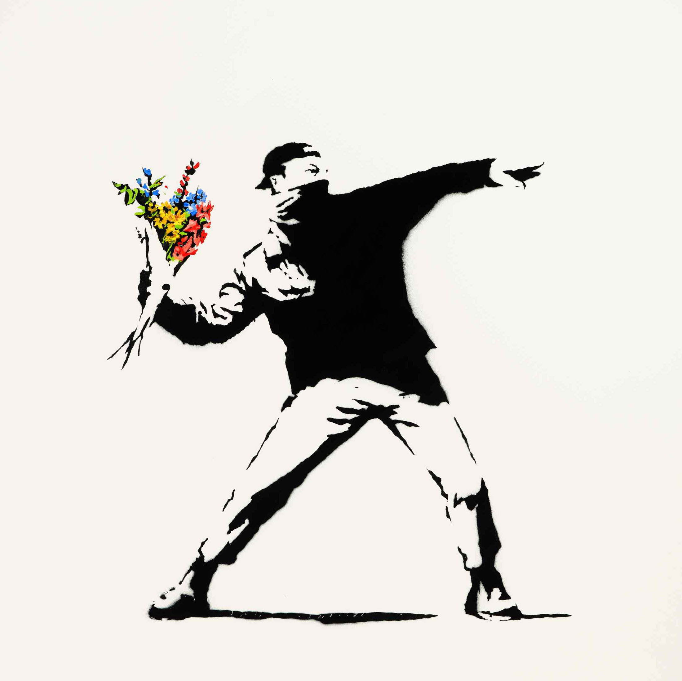 You’ll be able to buy Banksy’s iconic “Love is in the Air” via Bitcoin and Ethereum